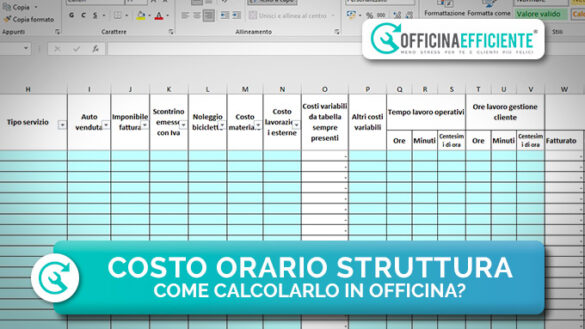 Il Calcolo Del Costo Orario Struttura In Officina Officina Efficiente